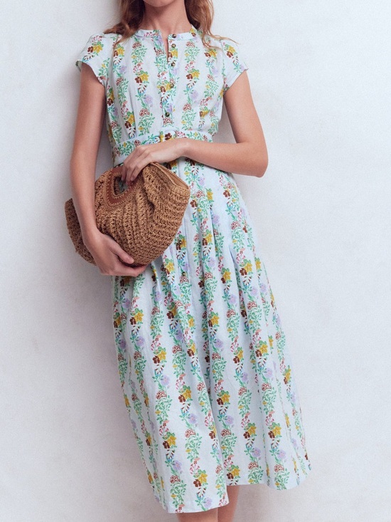 Boden Dresses & Skirts - Boden Arabella Linen Blend Dress in Ice Cube Blue Blossom Trail